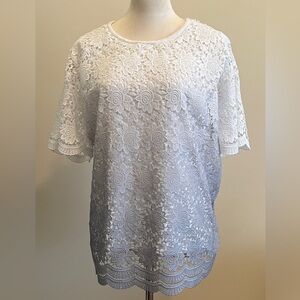 Alfred Dunner Vtg Y2K ombre embroidered lace layered tee